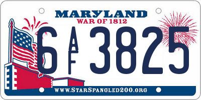 MD license plate 6AF3825