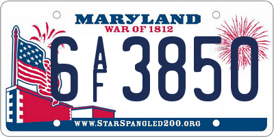MD license plate 6AF3850