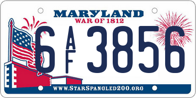 MD license plate 6AF3856