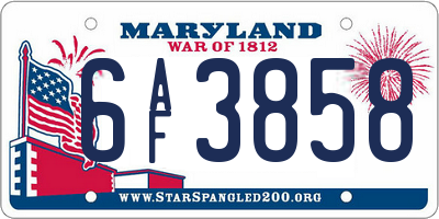 MD license plate 6AF3858