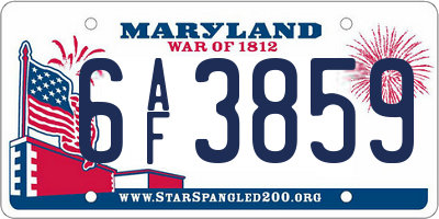 MD license plate 6AF3859
