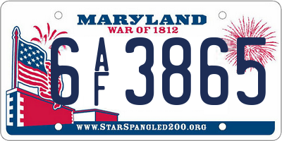 MD license plate 6AF3865