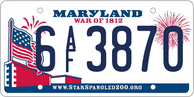 MD license plate 6AF3870