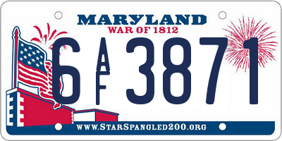 MD license plate 6AF3871