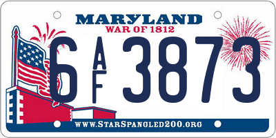 MD license plate 6AF3873