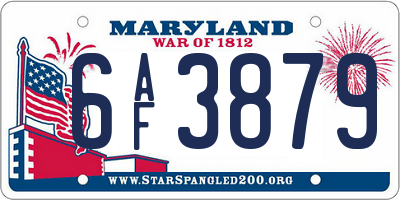 MD license plate 6AF3879