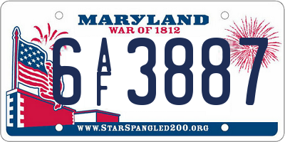 MD license plate 6AF3887