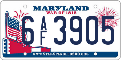 MD license plate 6AF3905