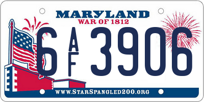 MD license plate 6AF3906