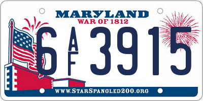 MD license plate 6AF3915
