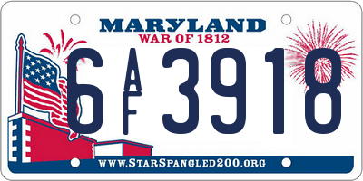 MD license plate 6AF3918