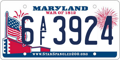 MD license plate 6AF3924