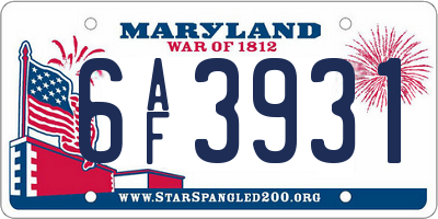MD license plate 6AF3931