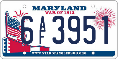 MD license plate 6AF3951