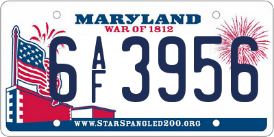 MD license plate 6AF3956