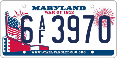 MD license plate 6AF3970