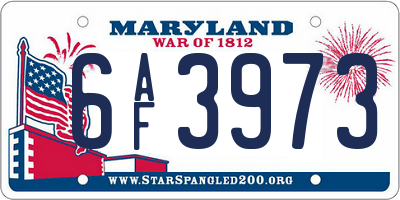MD license plate 6AF3973