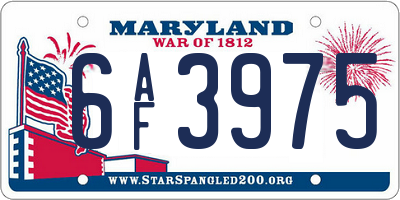 MD license plate 6AF3975