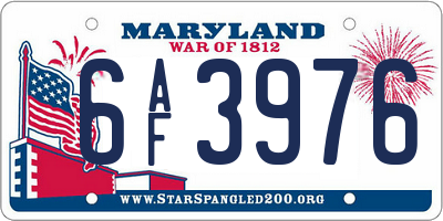 MD license plate 6AF3976