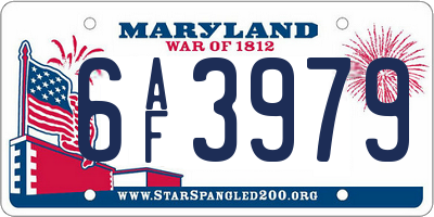 MD license plate 6AF3979