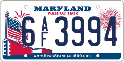 MD license plate 6AF3994