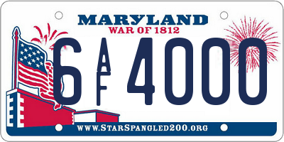 MD license plate 6AF4000