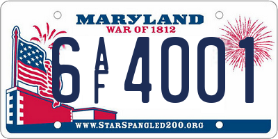 MD license plate 6AF4001