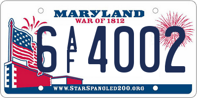 MD license plate 6AF4002