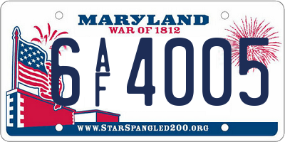 MD license plate 6AF4005