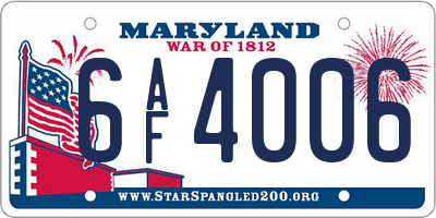 MD license plate 6AF4006