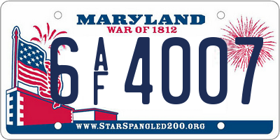 MD license plate 6AF4007
