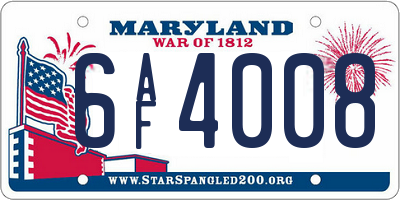 MD license plate 6AF4008