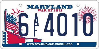 MD license plate 6AF4010