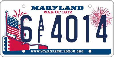 MD license plate 6AF4014