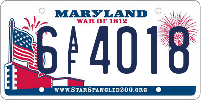 MD license plate 6AF4018