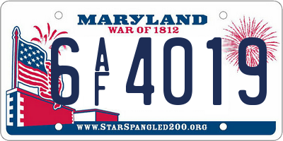 MD license plate 6AF4019