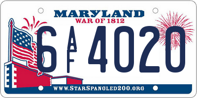 MD license plate 6AF4020