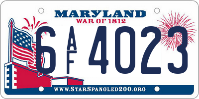 MD license plate 6AF4023