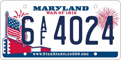 MD license plate 6AF4024