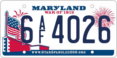MD license plate 6AF4026