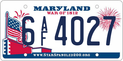 MD license plate 6AF4027