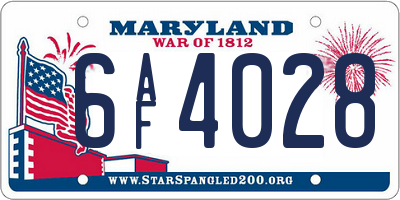 MD license plate 6AF4028
