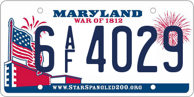 MD license plate 6AF4029
