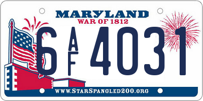 MD license plate 6AF4031