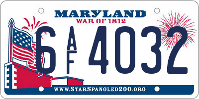 MD license plate 6AF4032