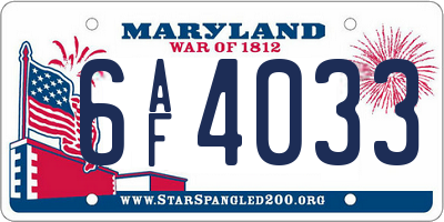 MD license plate 6AF4033