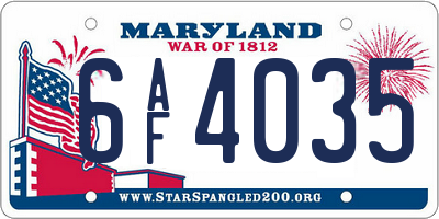 MD license plate 6AF4035