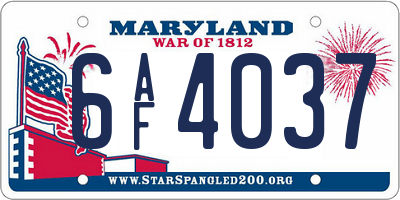 MD license plate 6AF4037