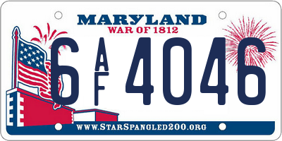 MD license plate 6AF4046