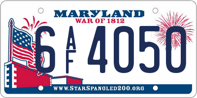 MD license plate 6AF4050